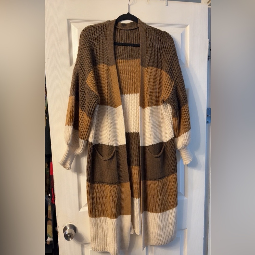 Colorblock Long Cardigan Sweater